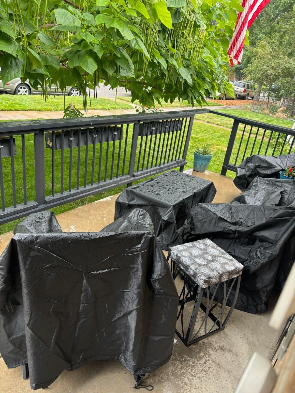 Mrrihand Patio Furniture Covers, 4 Piece Outdoor Furniture Cover Waterproof includ Ourdoor Sofa Cover, 2 Chair Covers, Coffee Table Cover with Windproof Buckle Strap and Adjustable Drawstring-Black customer photo 1