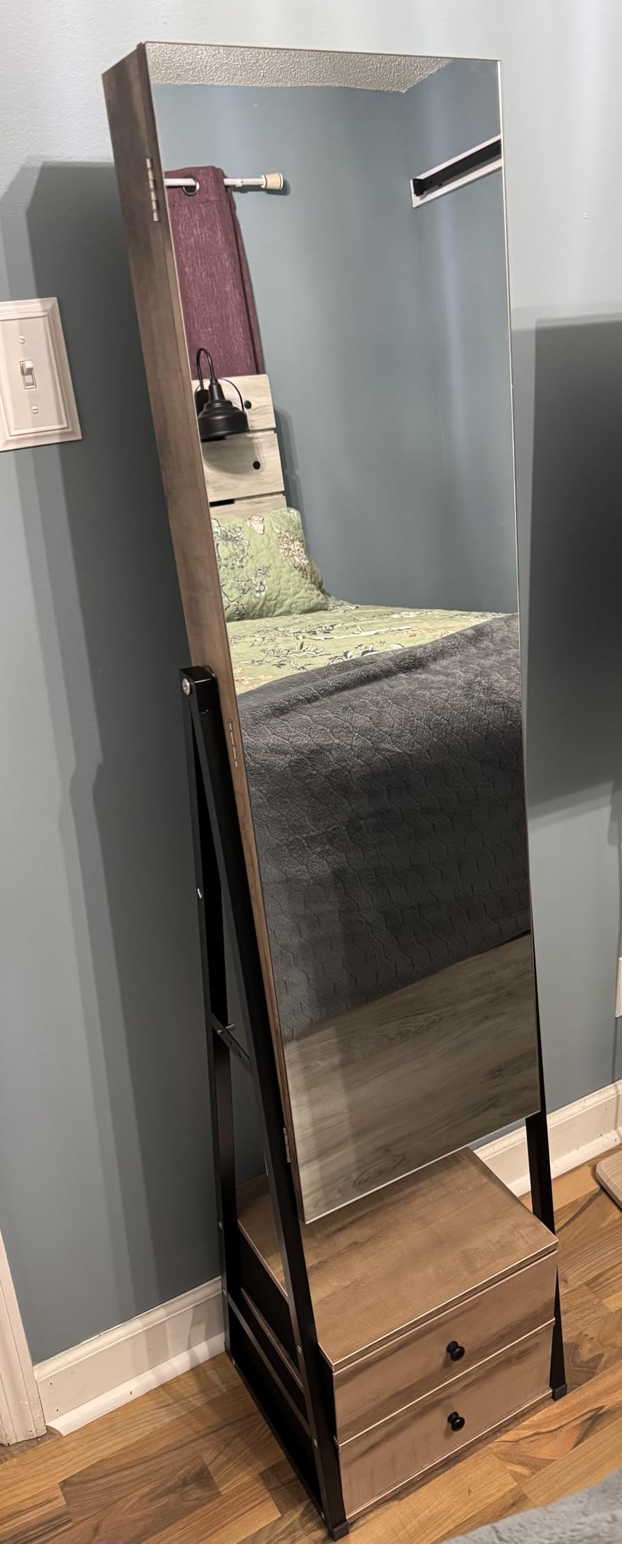 Nicetree Mirror Jewelry Cabinet, Lockable Full Length Mirror, 2 Drawers customer photo 2