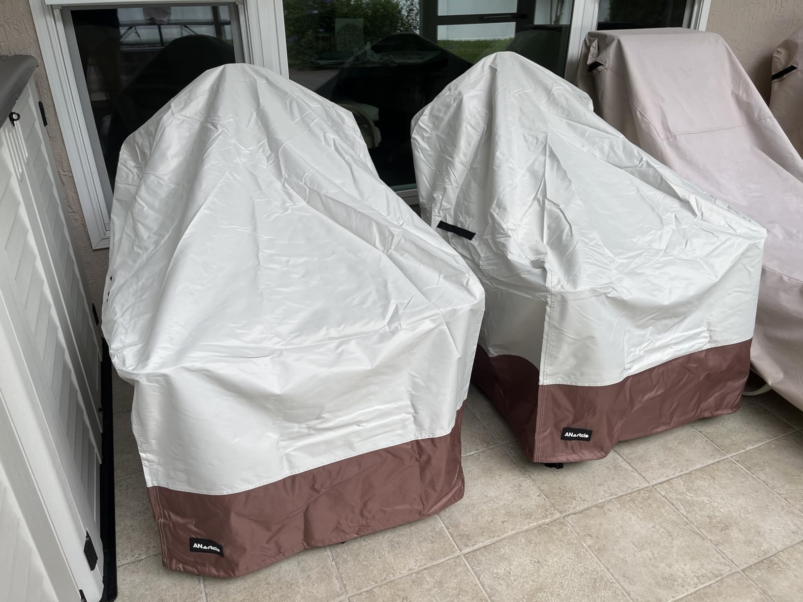 ANartcle Outdoor Swivel Lounge Chair Cover 2 Pack,600D Waterproof Heavy Duty Patio Chair Covers(30 W x 34 D x 38.5 H inches),Patio Swivel Chair Covers for Outdoor Furniture,Beige&brown. customer photo 1