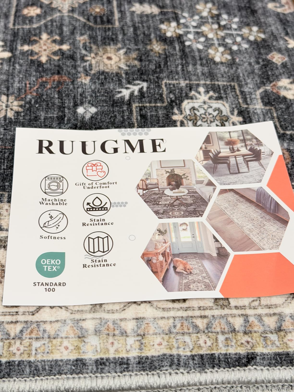 Washable Kitchen Runner Rug - 2'6''x12' Hallway Rug Distressed Mats Non-Slip Soft Room Floor Carpet for Dining Room (Beige, 2'6'' x 12') customer photo 2