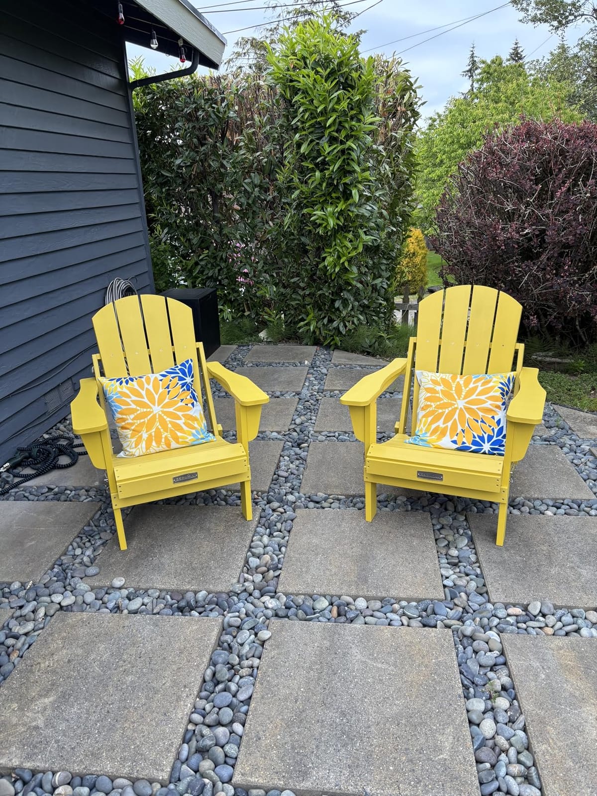 SERWALL Folding Adirondack Chair Set of 4 with Cup Holder for Fire Pit-Blue customer photo 2
