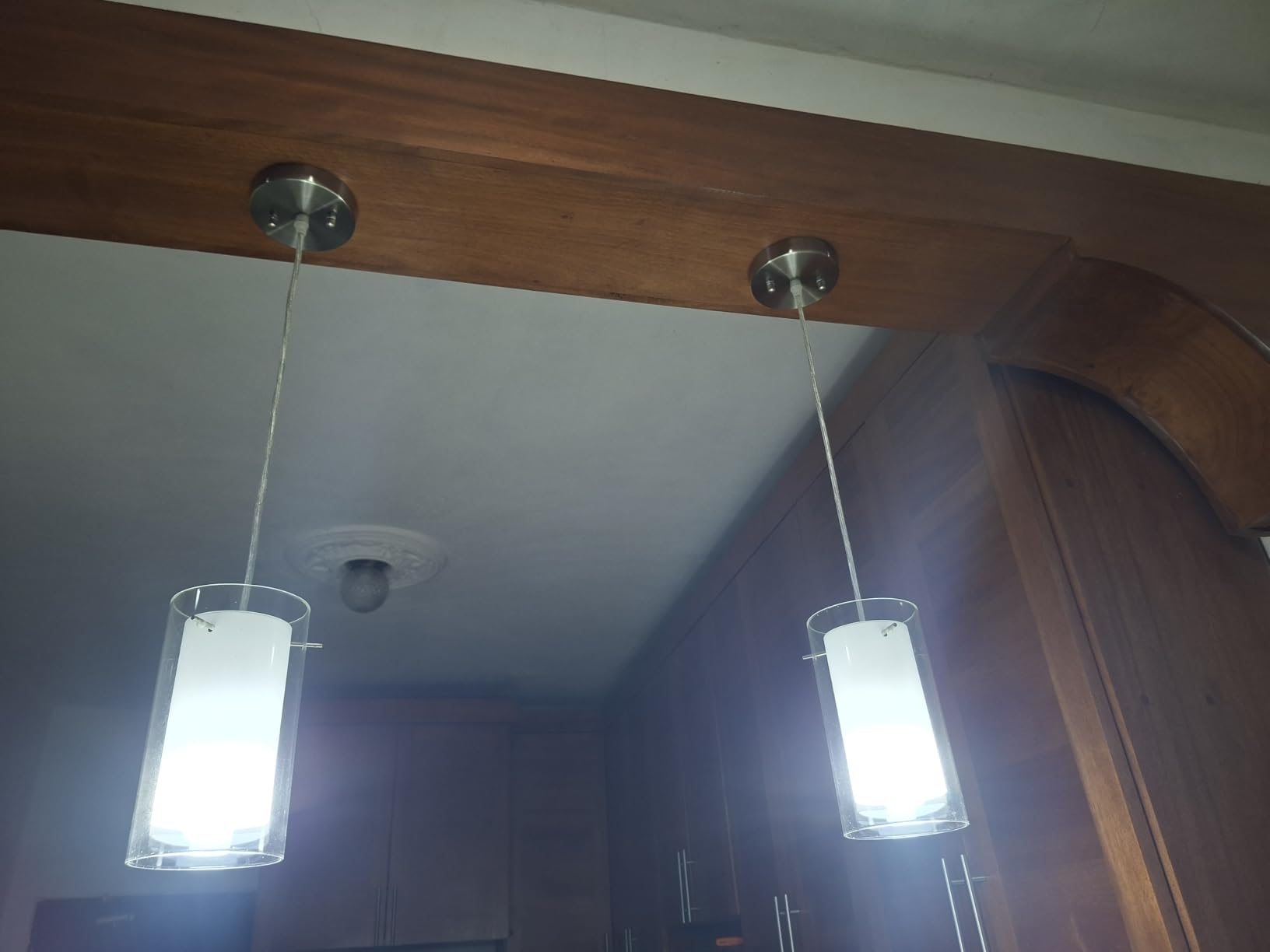 AKEZON 3 Pack Pendant Lights Kitchen Island, Adjust Height, Brushed Nickel customer photo 2