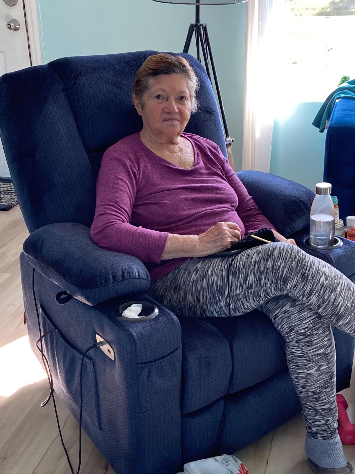MCombo Oversized Power Lift Recliner Chair Sofa with Massage and Heat for Elderly People Petite, USB Ports, Side Pockets, Fabric R7561 (Beige, Small-Oversize) customer photo 2