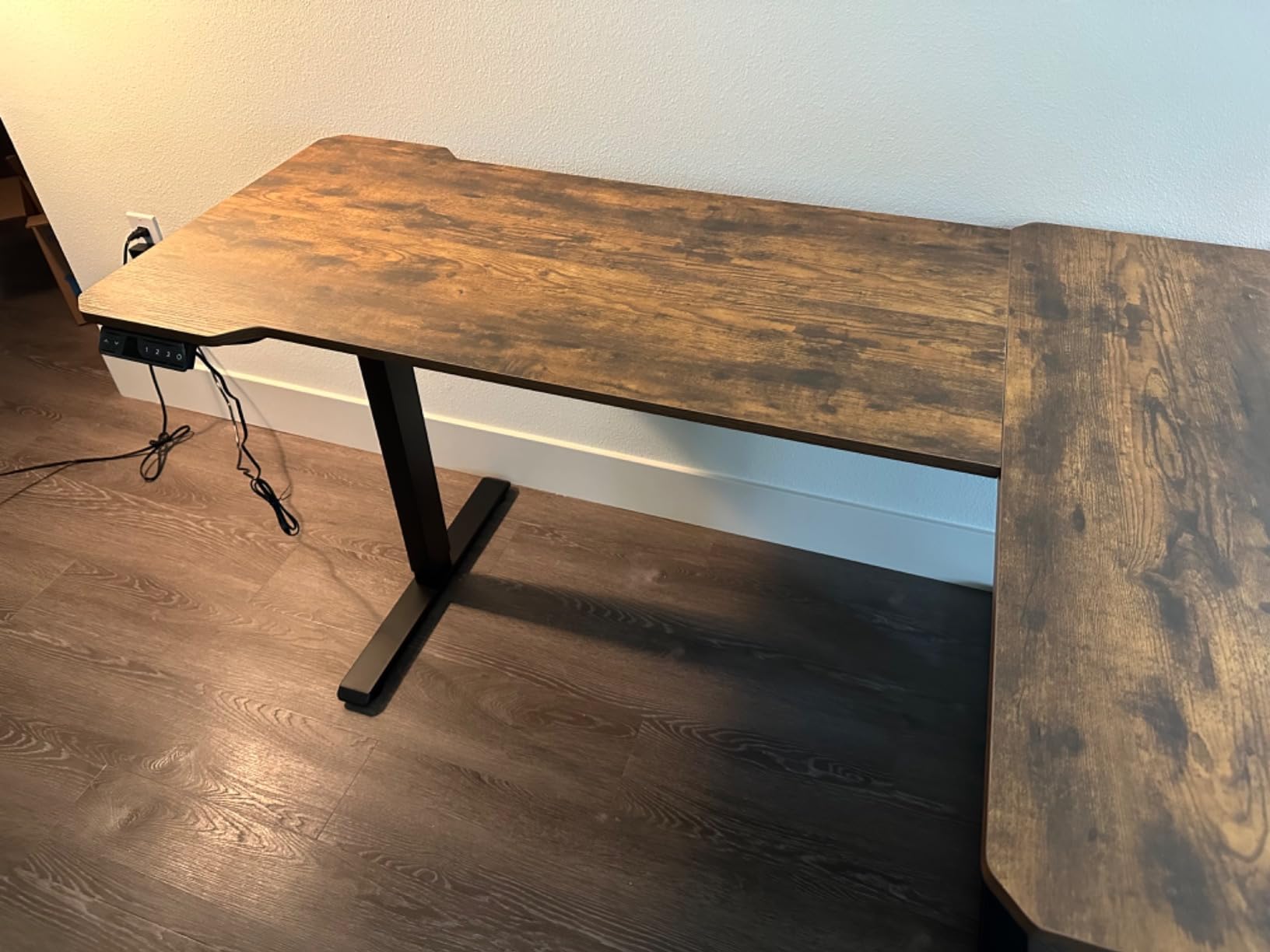 Acrolix L Shaped Electric Standing Desk,59x40 Reversible,Rustic Brown customer photo 2