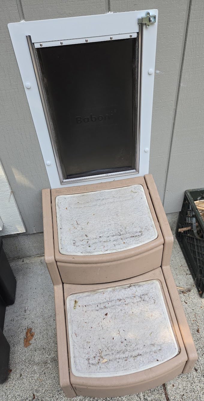 Baboni Pet Door for Wall,3-Flap,Steel Frame and Telescoping Tunnel, Aluminum Lock, Double Flap Dog Door and Cat Door, Strong and Durable (Pets Up to 100 Lb) -Large customer photo 1