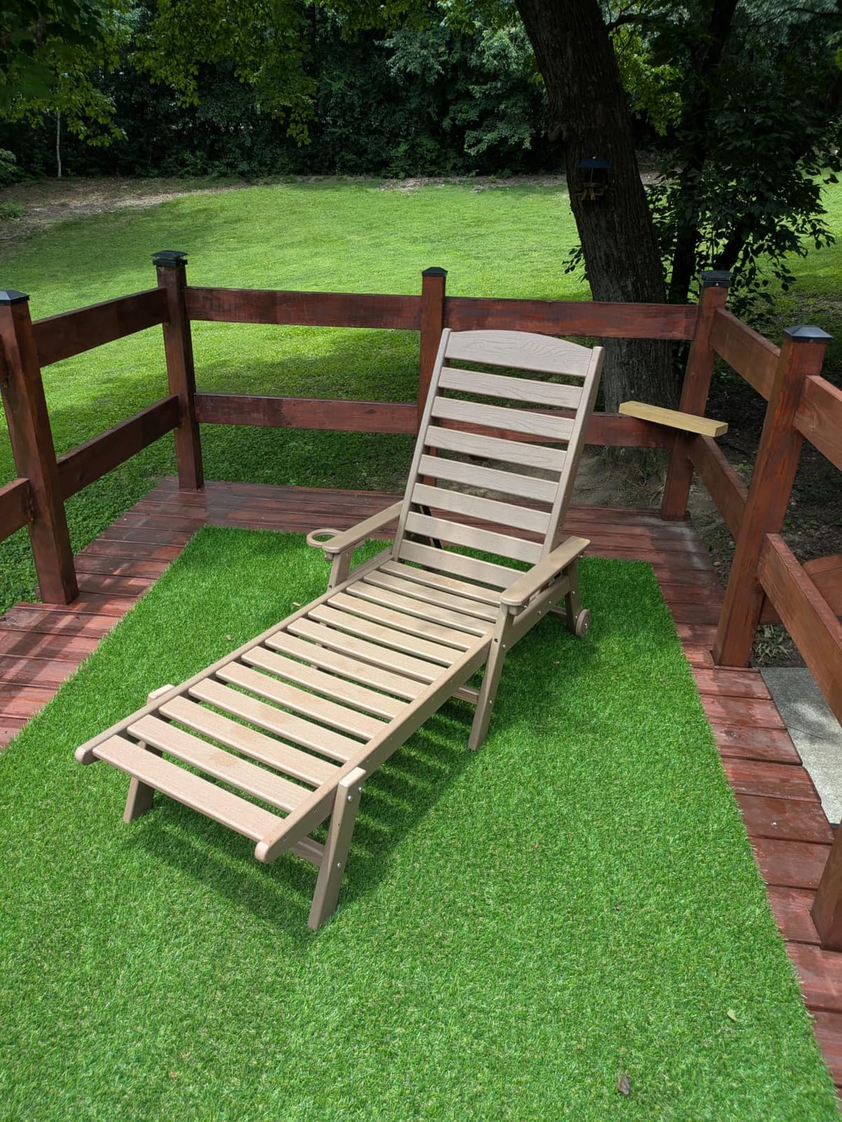 SERWALL HDPE Outdoor Lounge Chair Set of 2 with Cup Holder, Blue customer photo 1