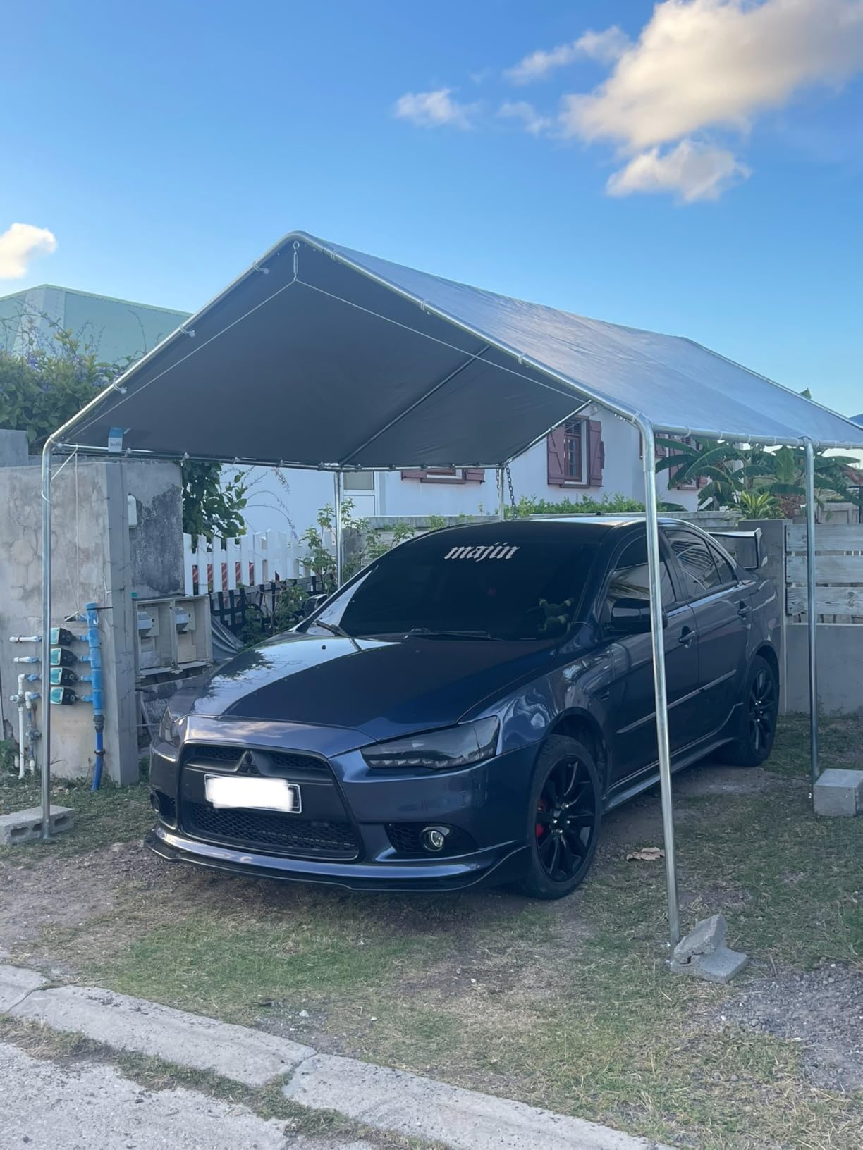 Quictent 10x15 ft Heavy Duty Car Canopy Galvanized Frame Carport Outdoor Party Tent Boat Shelter with 3 Reinforced Steel Cables - Green customer photo 2
