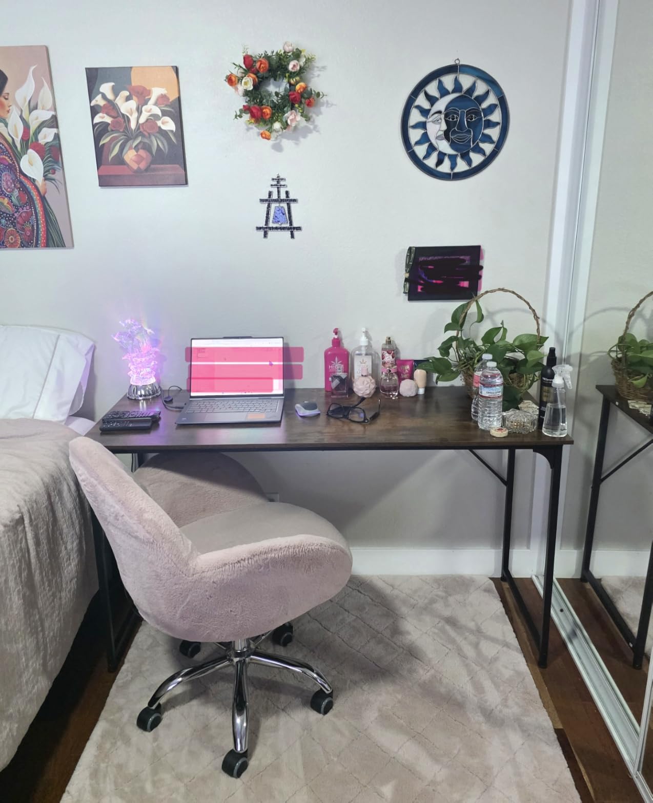 Huuger Computer Desk, 55 Inch Home Office Desk, Gaming Writing Work from Home Study Desk, Large Legroom, Sturdy Metal Frame, Modern Simple, Rustic Brown customer photo 2