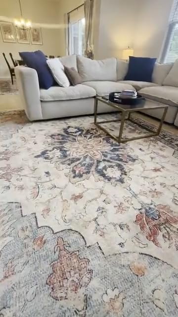 RELEANY Washable Area Rug, 8'x10', Brick/Brown/Green customer photo 1