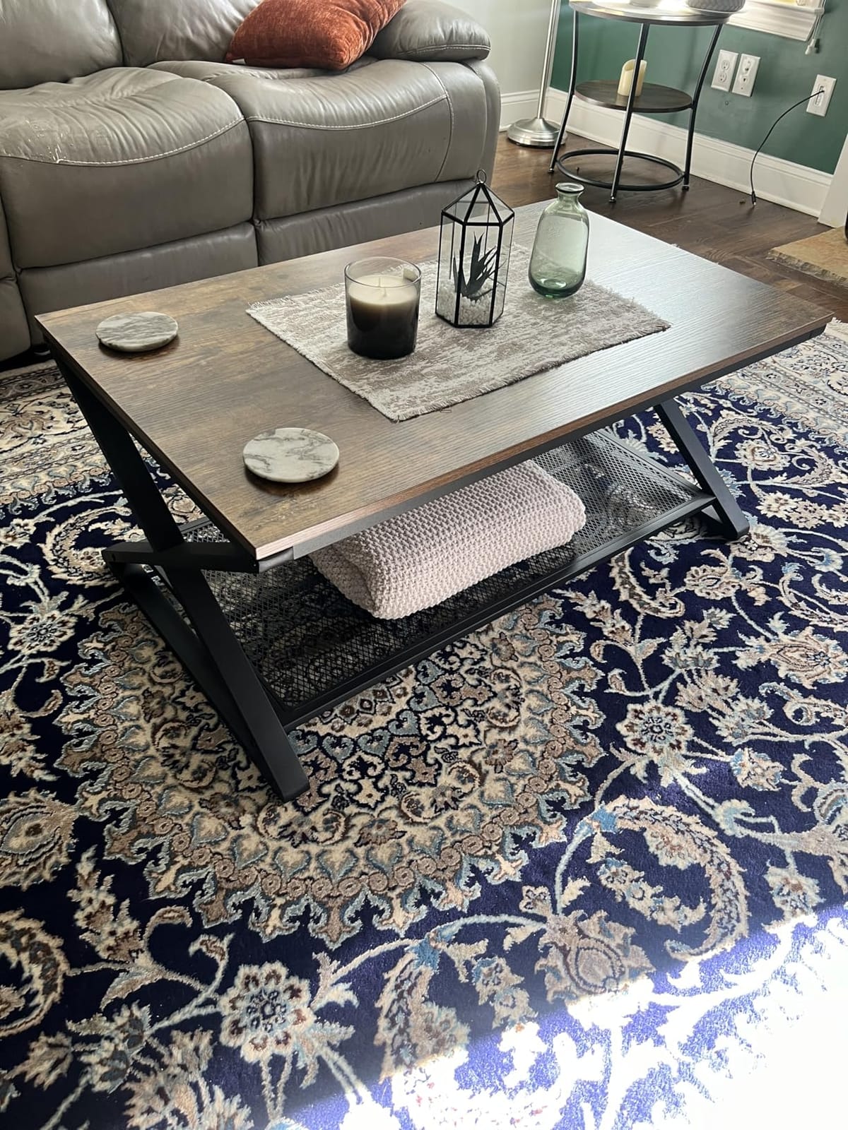 LVB Coffee Table for Living Room, 2 Tier Tea Table, 47 inch, Rustic Brown customer photo 1