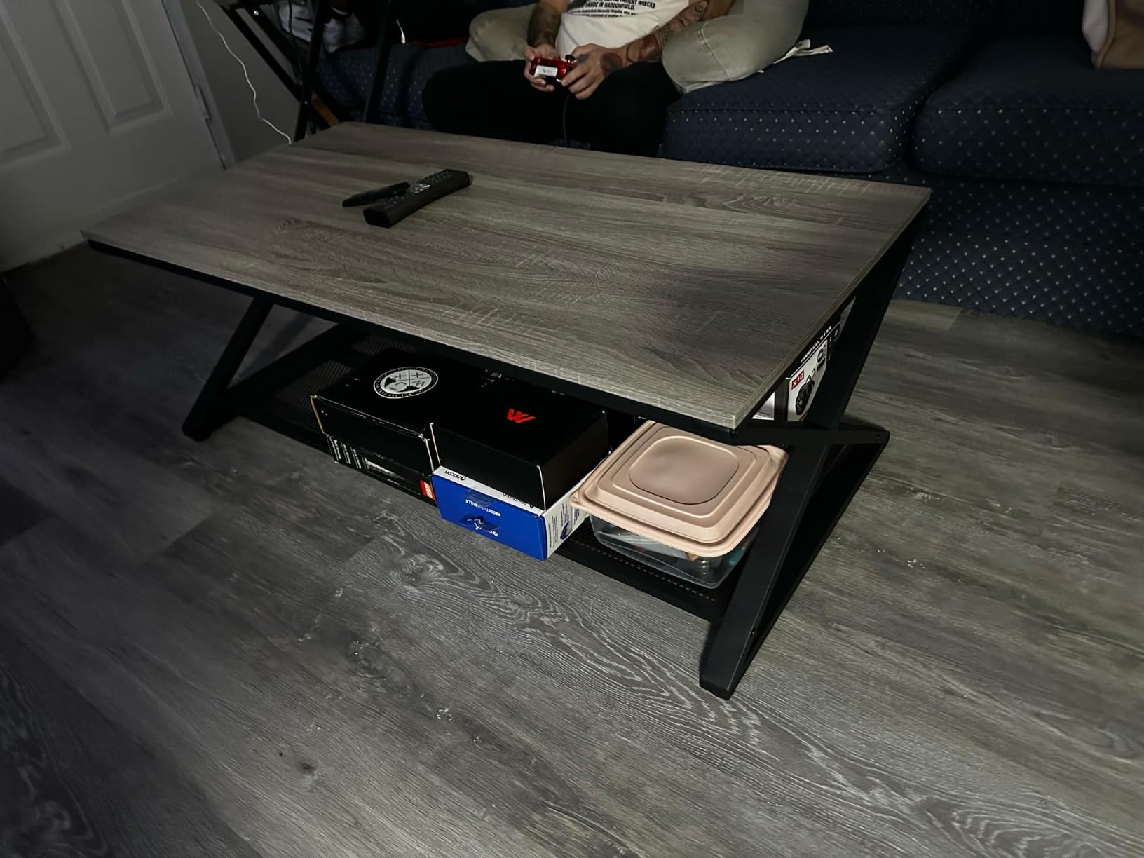LVB Coffee Table for Living Room, 2 Tier Tea Table, 47 inch, Rustic Brown customer photo 2