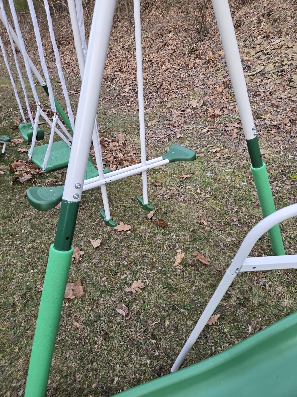 Sportspower Park Ridge Metal Swing Set for Ages 3-8, 2 Swings, Standing Swing, Roman Glider, Teeter Totter, on 5ft Slide, 6.1ft Durable Steel Frame, Anchor Kit, 800lbs customer photo 1