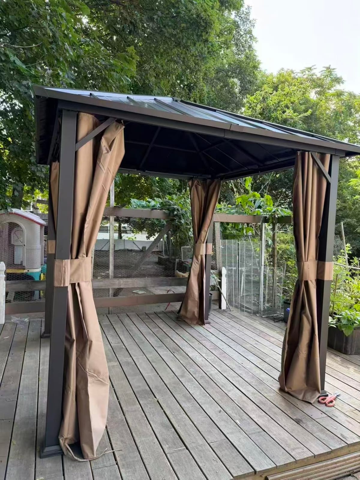 Modern Shade Hardtop Gazebo 10x10 with 4 LED Lights for Backyard, Black customer photo 1