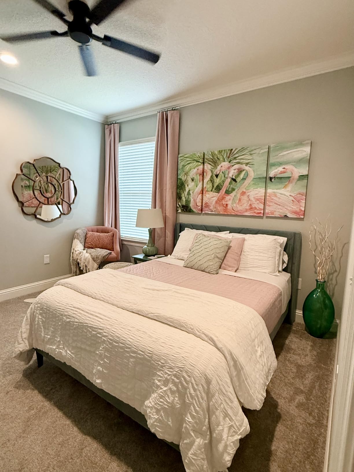 Yaheetech Queen Bed Frame with Chevron Channel-Tufted Headboard, Beige customer photo 2