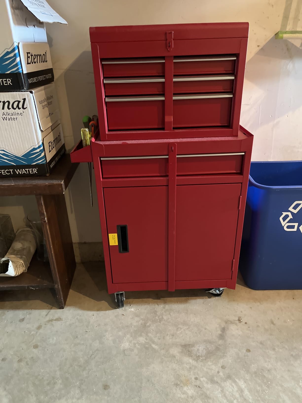 Winado 4-Drawer Rolling Tool Chest, 2-in-1 Large Storage Toolbox, Red customer photo 2
