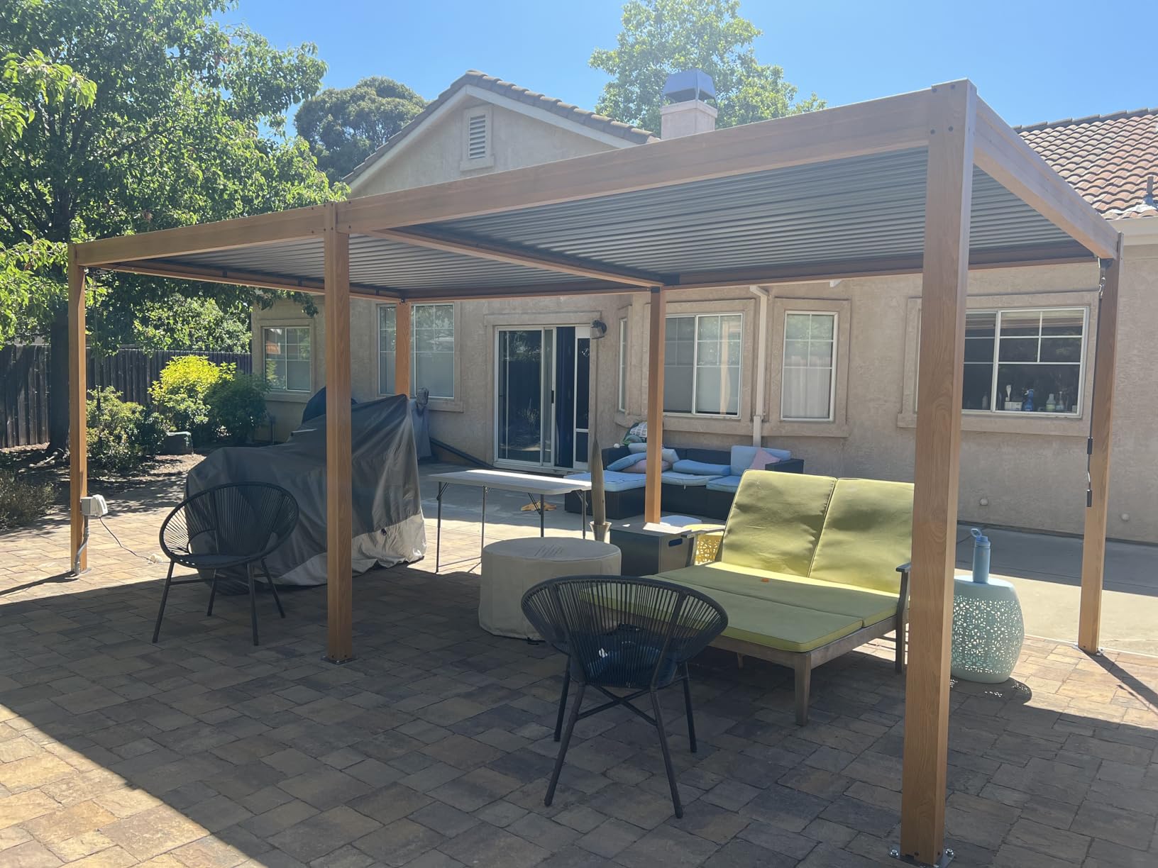Domi Aluminum Louvered Pergola 10x10, Outdoor Metal Pergola, Grey customer photo 2