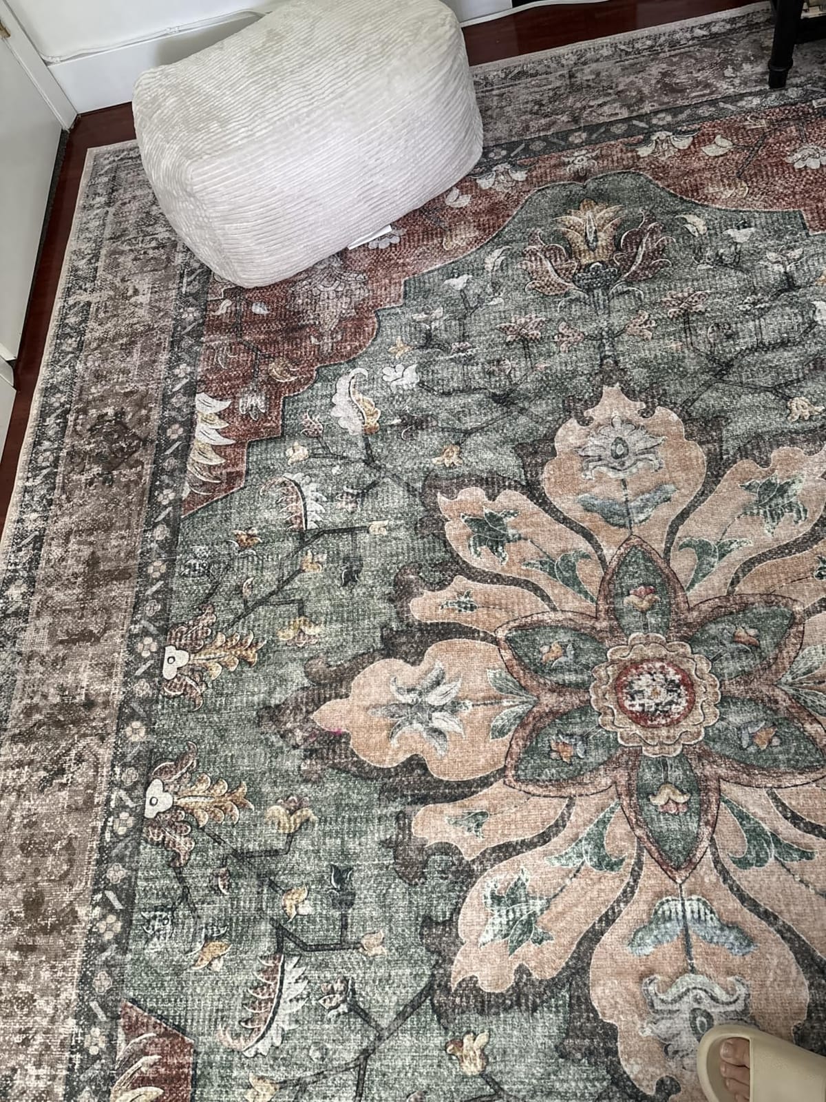 RELEANY Washable Area Rug, Runner 2'x6', Brick/Brown/Green customer photo 1