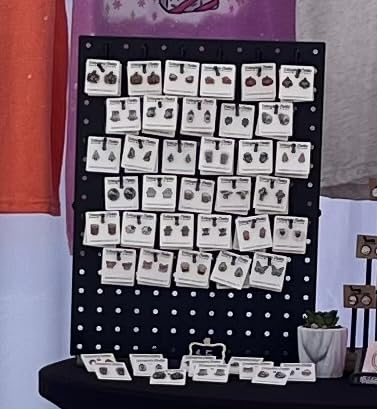 Peg Board Display Stand for Vendors with 12 Hooks Metal Tabletop Pegboard Display Stand for Craft Shows 17
