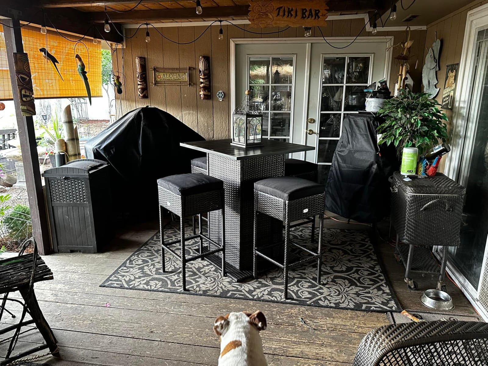 RELAX4LIFE 5-Pcs Outdoor Bar Set, Wicker Bar Height Outdoor Table & Chairs customer photo 2