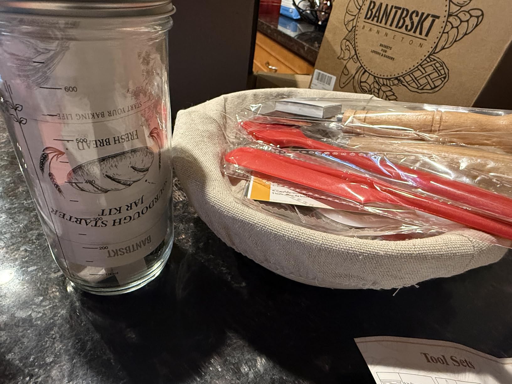 Complete Sourdough Starter Kit, Sourdough Bread Baking Supplies, Banneton Bread Proofing Basket with Sourdough Starter Jar, 9inch Round Bread Proofing Basket, for Bread Baking customer photo 1