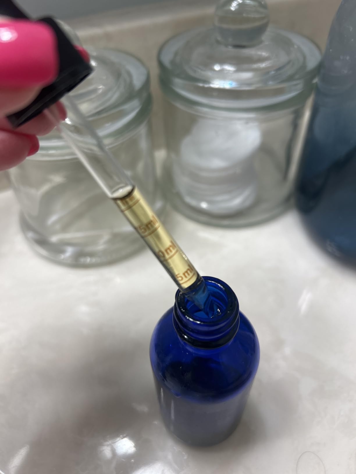 4 Pack 2 oz Glass Dropper Bottles with Measured Dropper - 60ml Dark Blue Tincture Bottles with Calibrated Glass Eye Droppers (1ml) - Leakproof Essential Oils Bottles for Health, Personal Care & Beauty customer photo 2
