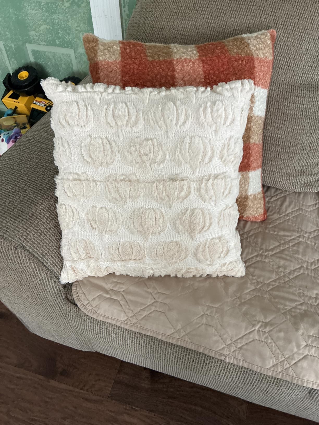 DFXSZ Fall Pillow Covers 18x18 2Pcs Rust Pumpkin Fall Decorations for Home customer photo 1