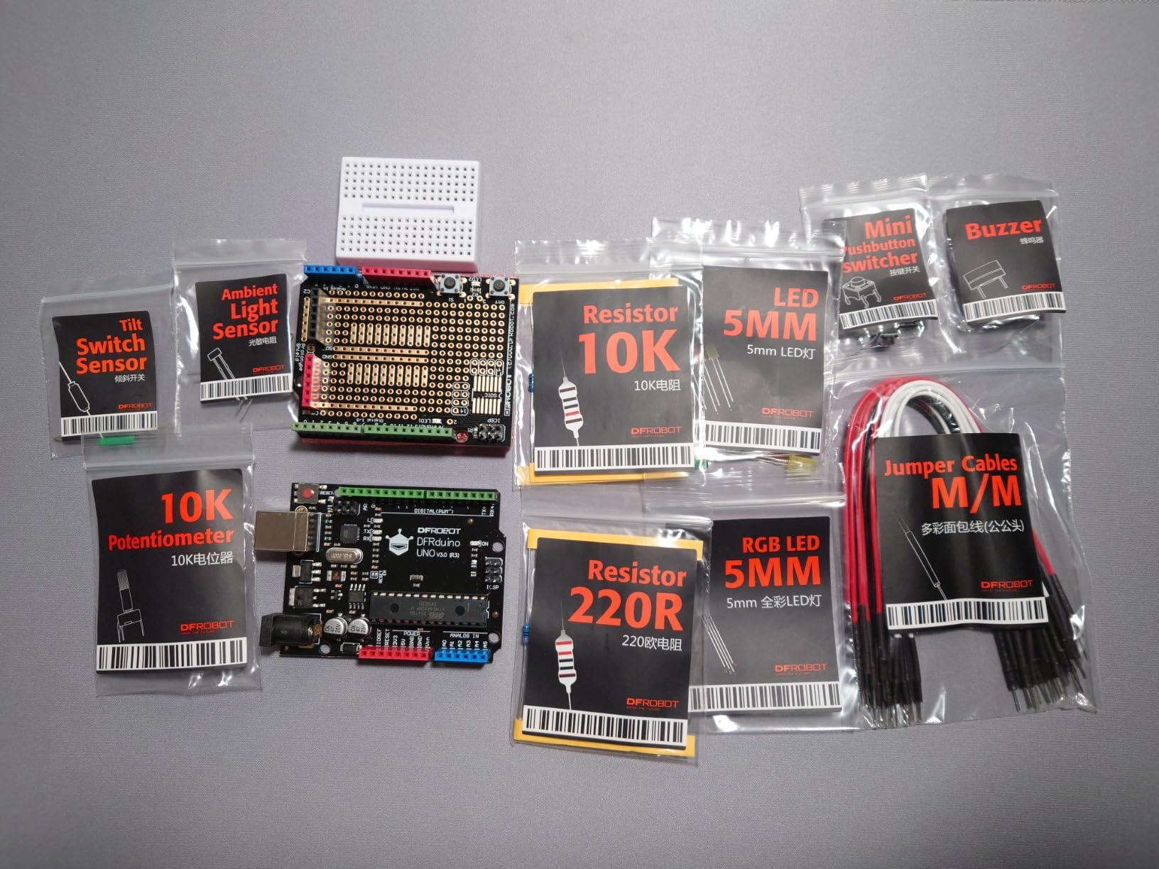 DFRobot Basic Electronics Starter Kit for Beginners - with UNO R3 Board, Compatible with Arduino IDE, 83 Labeled Components & 12 Step-by-Step Tutorials - for College STEM customer photo 1