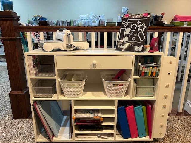 Craft organization and storage Cart Compatible with Cricut Machine, Rolling Craft Organizer With large drawer & 48 Vinyl Roll Holder, Crafting Cabinet Table Workstation for Craft Room Home customer photo 1