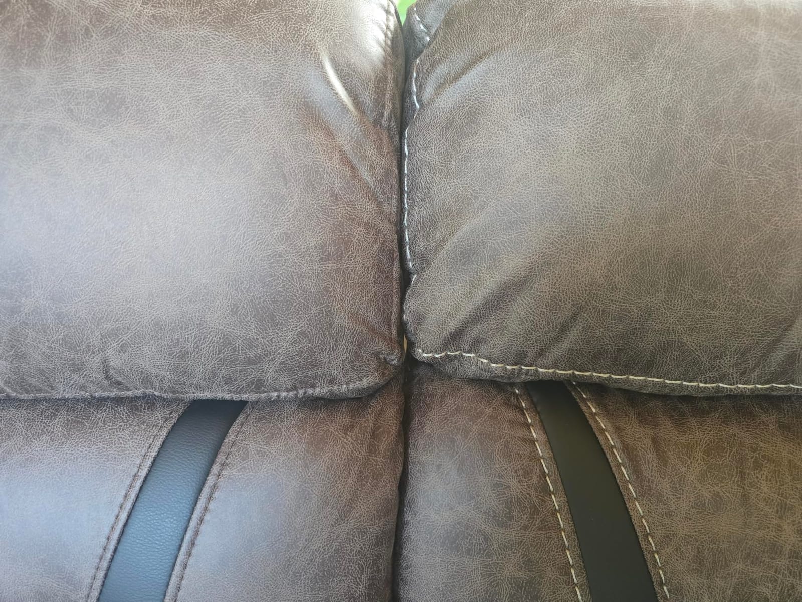 EBELLO Faux Leather Manual Reclining Sofa, 3 Seat Recliner Sofa Chair, Couch Furniture for Living Room, Furniture, Meeting Room, Brown (3 Seat Sofa) customer photo 2