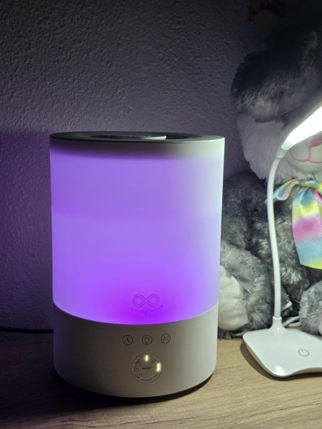 Everlasting Comfort 2.5L Top Fill Humidifier for Bedroom – 28dB Ultra-Quiet, Easy to Fill & Clean, 24HR Runtime, Night Light, Timer, Ultrasonic Cool Mist, Auto Shut-Off for Indoor Use customer photo 1