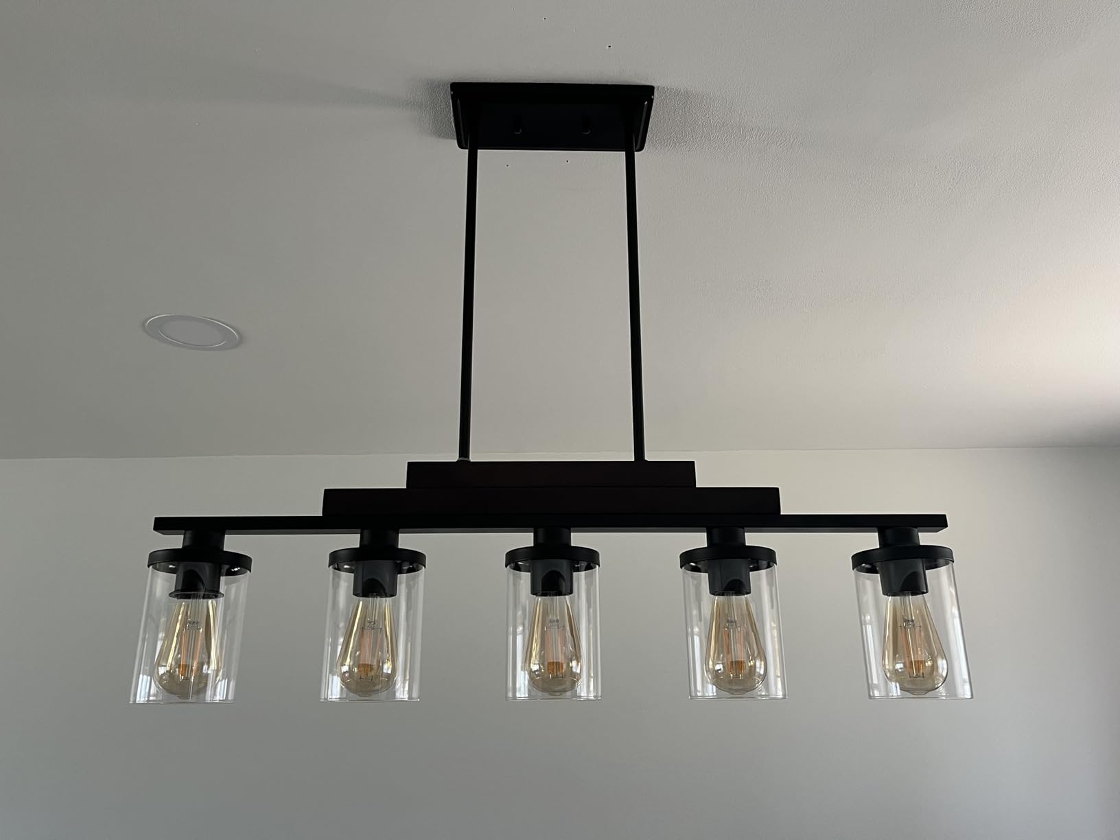 Farmhouse Chandelier 6-Light Dining Room Light Fixture Over Table Kitchen Island Lighting Rustic Chandeliers for Dining Light with Glass Shade Wood Pendant Lights Kitchen Island customer photo 1