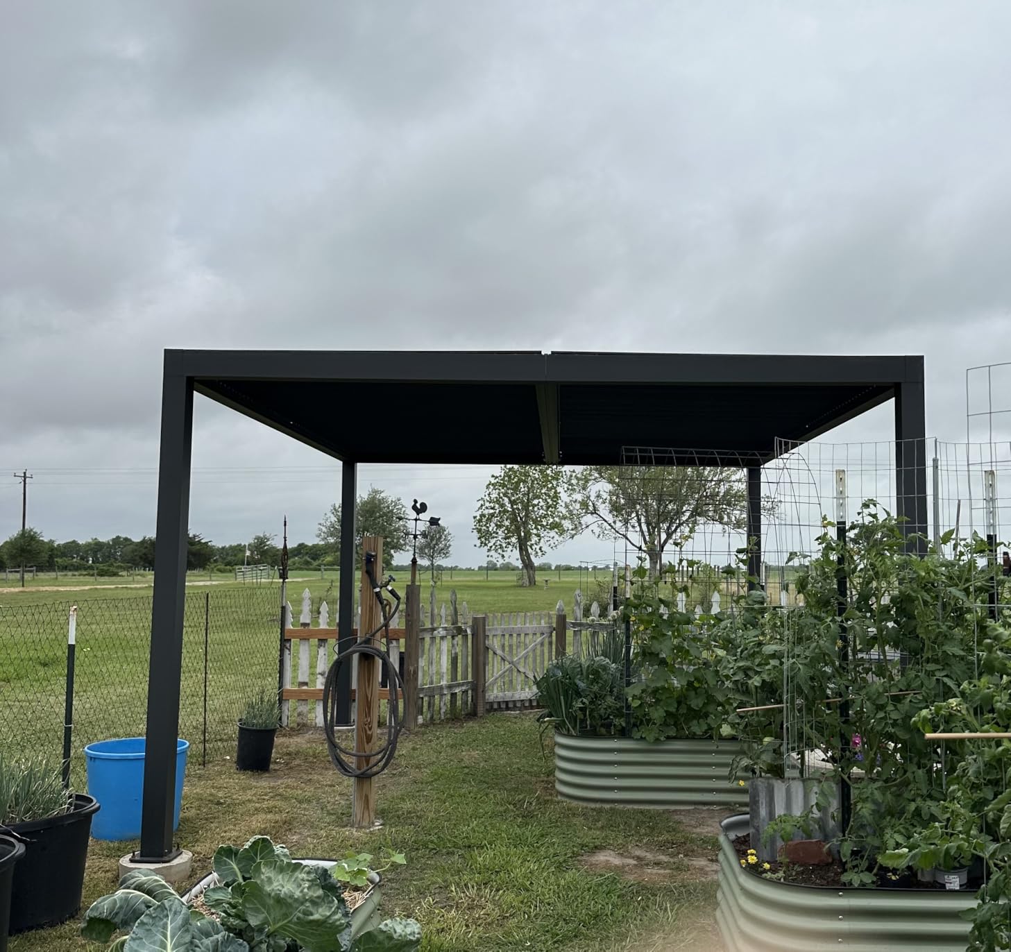 PURPLE LEAF Louvered Pergola 12' x 12' 94AS w/ 1S Side Shutter Wall Gray customer photo 2