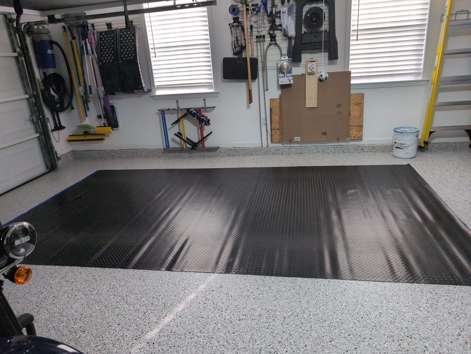 TUFFIOM 7.5x17 FT Garage Floor Mat, Coin Plate Sheet PVC Roll for Under Car Parking Protect, RV Trailer Flooring, Water/Stain Resistant Floor Runner customer photo 2