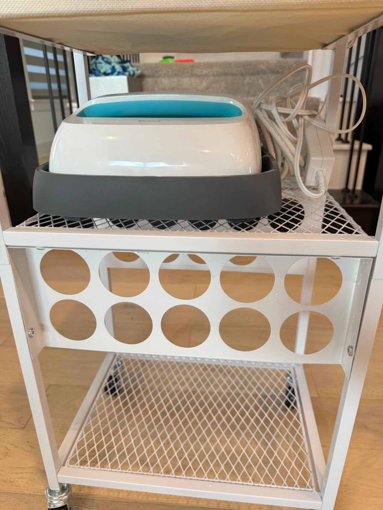 Craft Cart and Organizer Table Compatible with Craft Cutting Machine - Rolling Storage Organizer with Drawer & Vinyl Roll Holder, Crafting Table Workstation Holder for Craft Room Home Office (White) customer photo 1