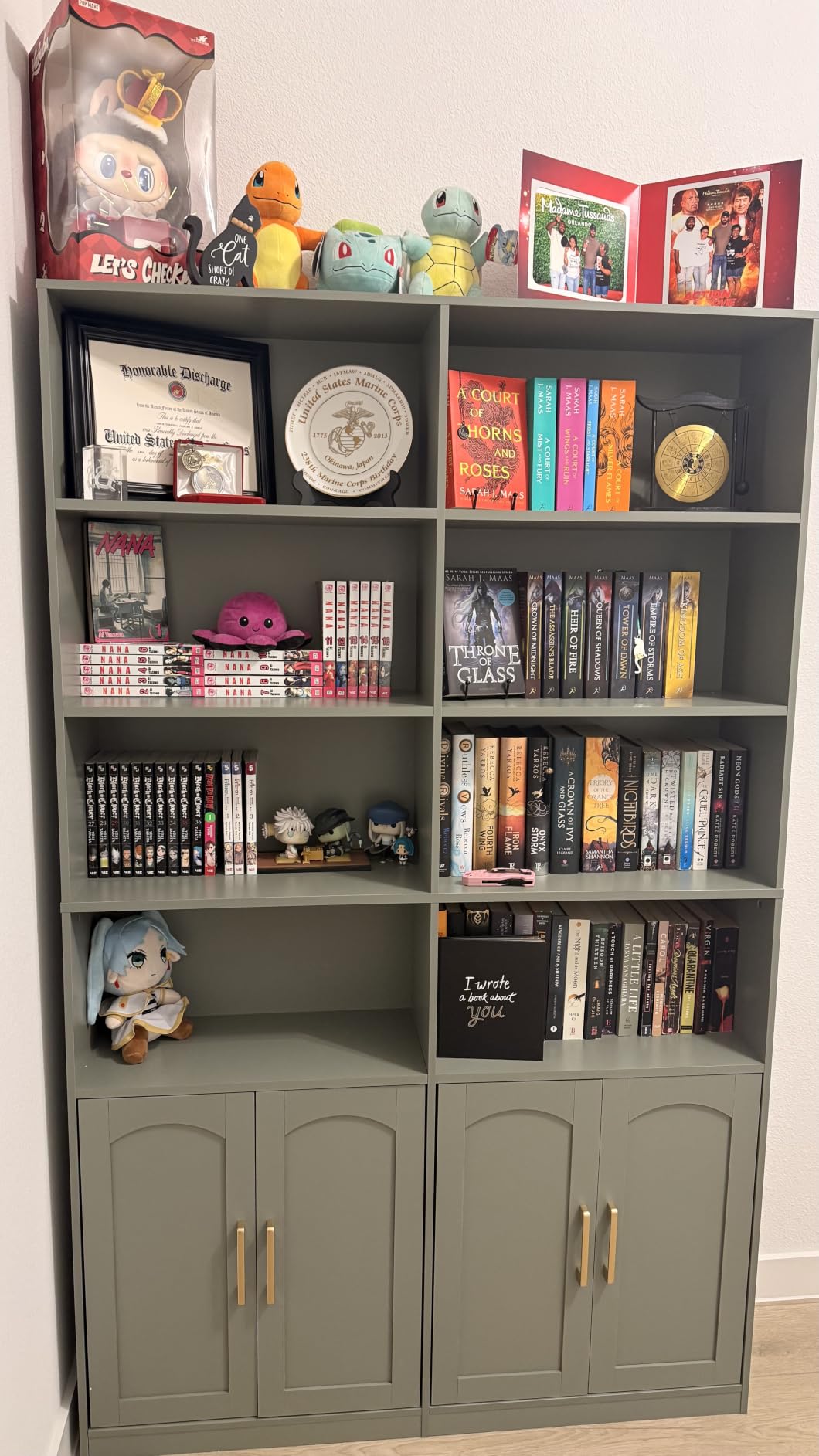 FACBOTALL Bookshelf and Bookcase with Doors, Double Wide Large Bookshelves customer photo 2