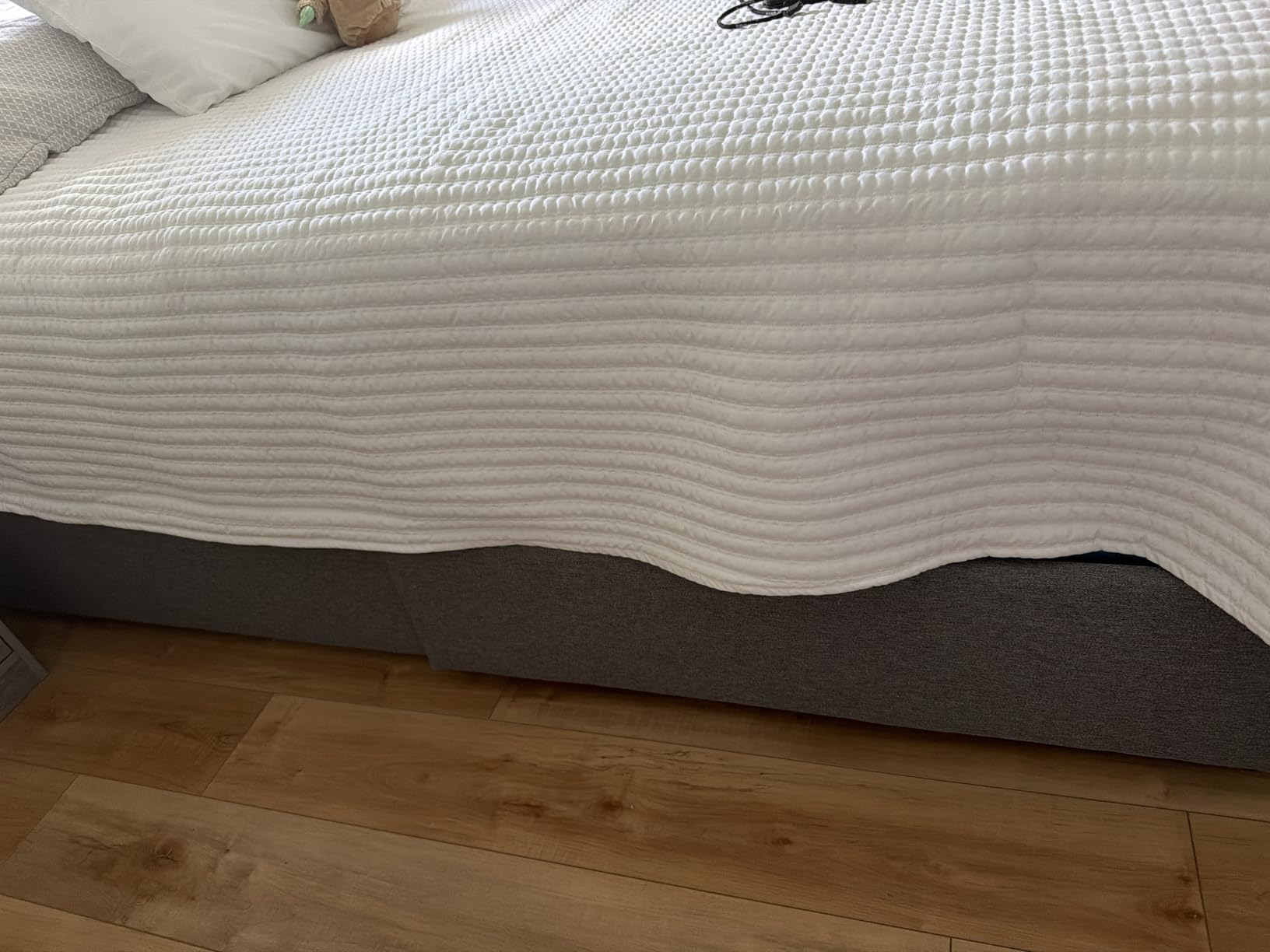 Allewie Full Size Storage Bed Frame with 4 Underbed Drawers, Upholstered Platform Bed with Adjustable Headboard, Square Button Tufted, Easy Assembly, Noise-Free, No Box Spring Needed, Beige customer photo 1