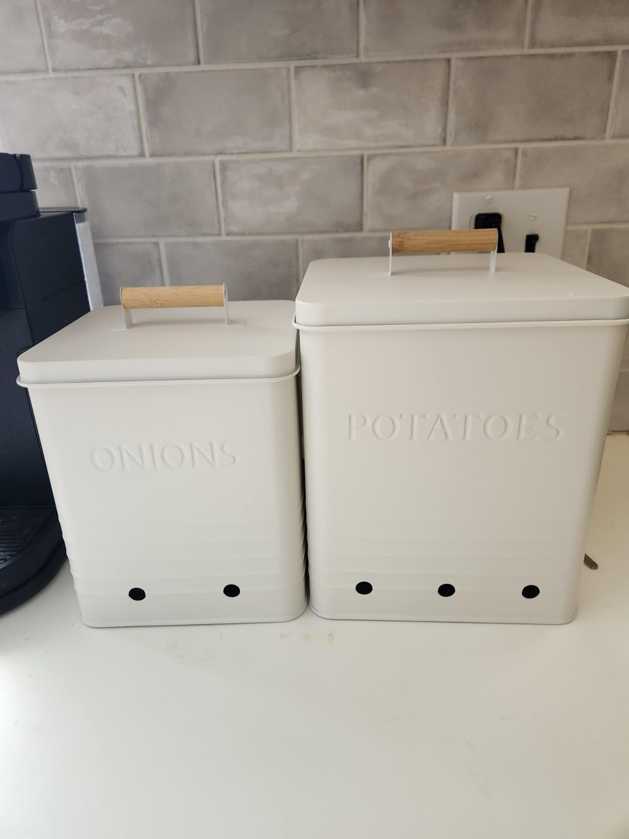 Beautiful Potato and Onion Storage Container Set - Food Safe Metal Bins customer photo 2