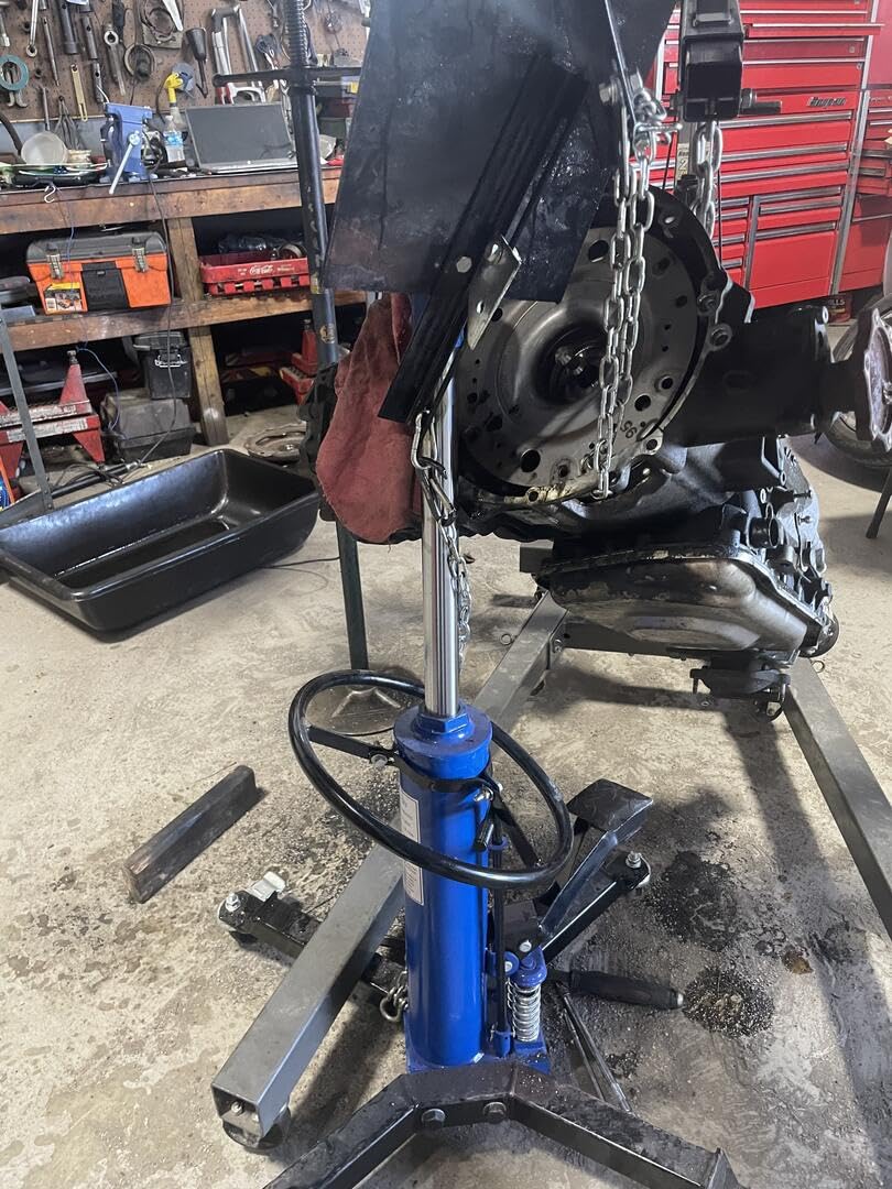 LARBANKE Hydraulic Transmission Jack with 2 Stage Hydraulic Ram,1322lbs Capacity with Foot Pedal,33.4