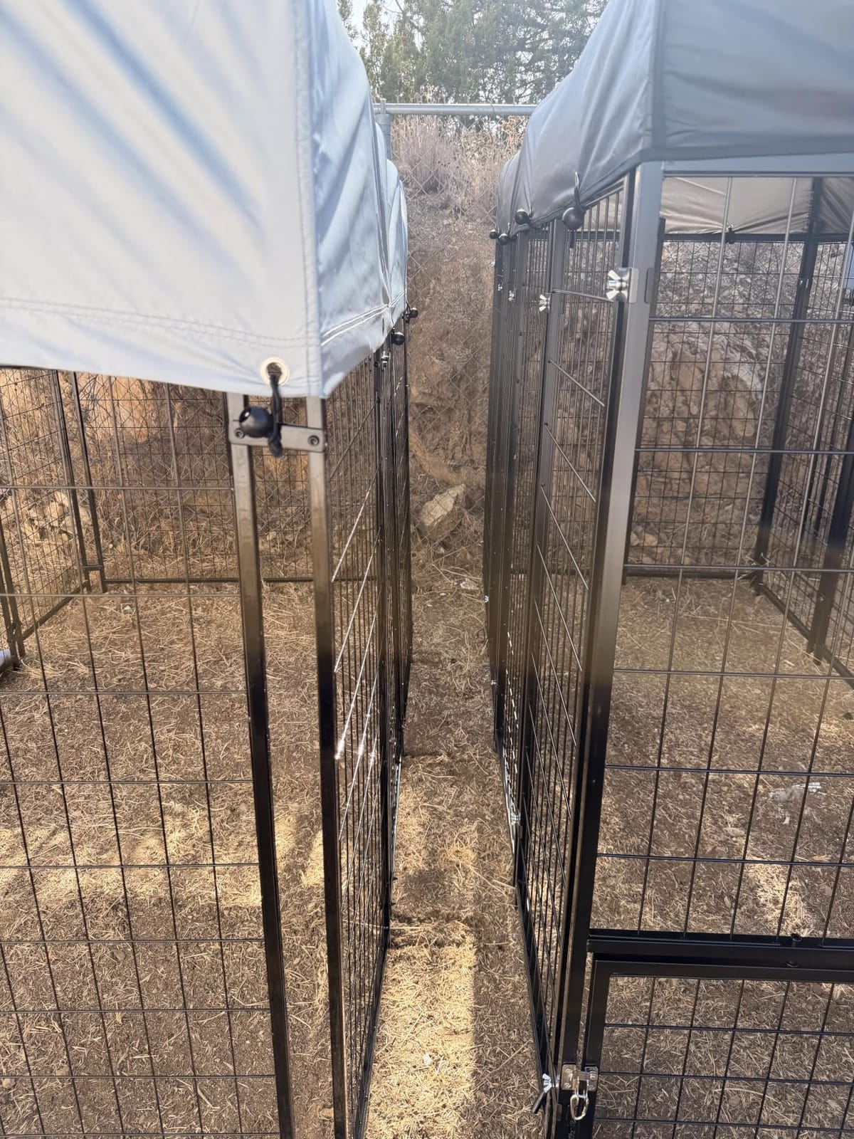 Sino Luban Outdoor Dog Kennel Outside Run with Doggy Door, Swivel Feeder&Roof - 8x4x6FT Large Dog Kennels Pens Outside for Large Dogs Breed- Heavy Duty Cage Yard (Can Connect to Your Dog House) customer photo 2