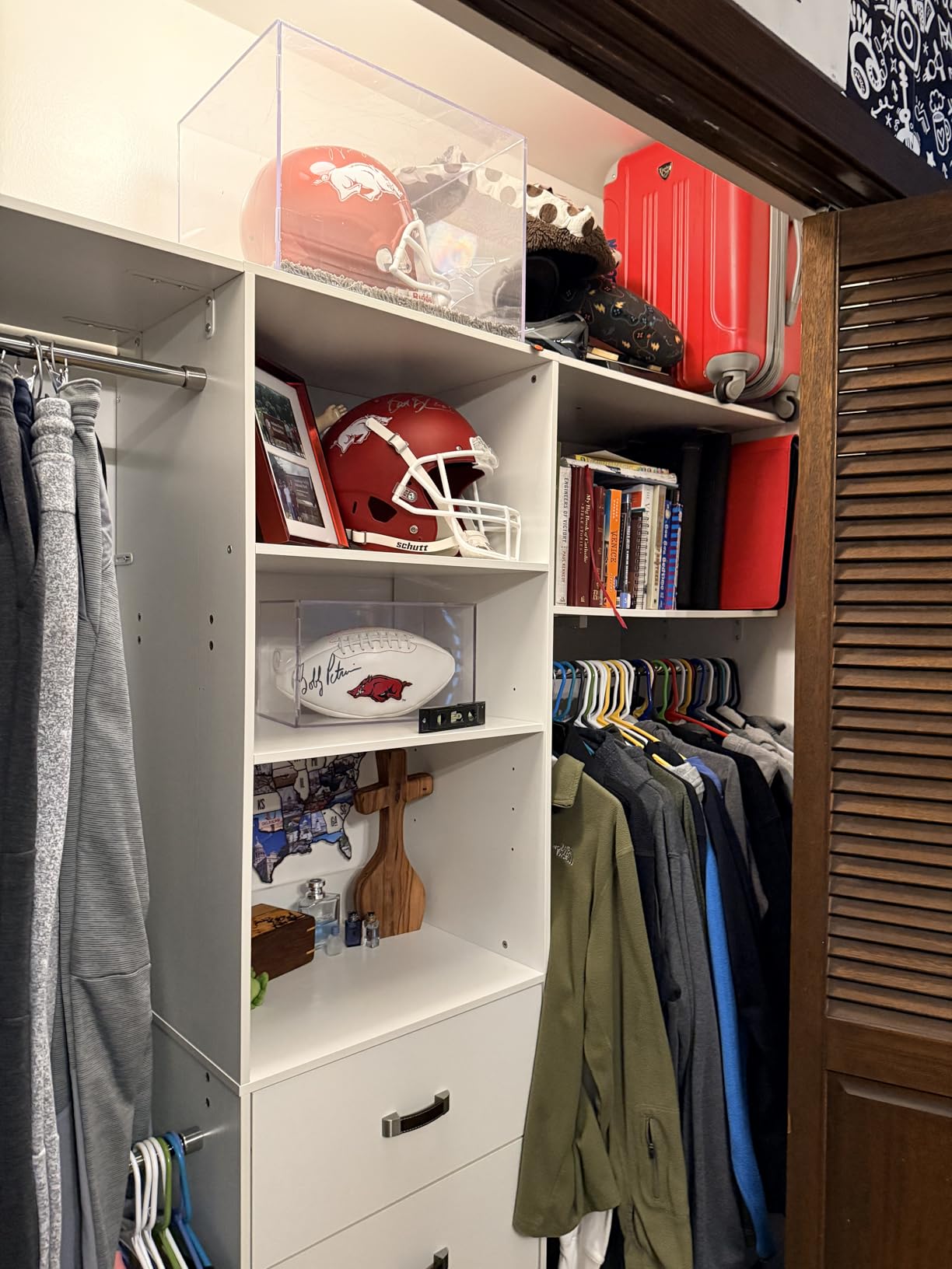 8FT Closet System, 96'' Closet Organizer System with 3 Hanging Rods, Wall Mount Bedroom Wardrobe with 3 Drawers Walk-in Closet, Adjustable Cloth Garment Rack from 5 to 8FT (Cut to Fit), White customer photo 1