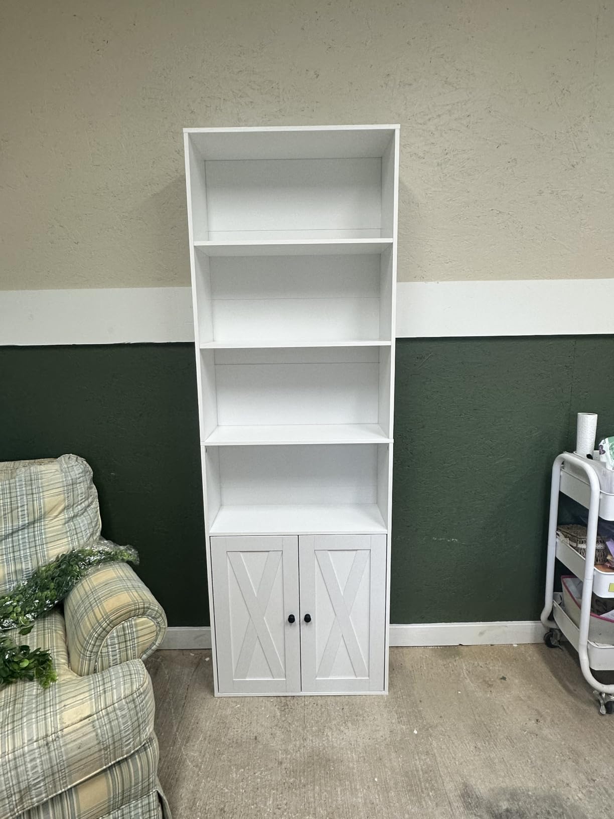 Shintenchi Bookshelf, Industrial Bookshelves and Bookcases with Doors Floor Standing 6 Shelf Display Storage Shelves 70.9 inches Tall Bookcase for Home Office, Living Room (Black) customer photo 1