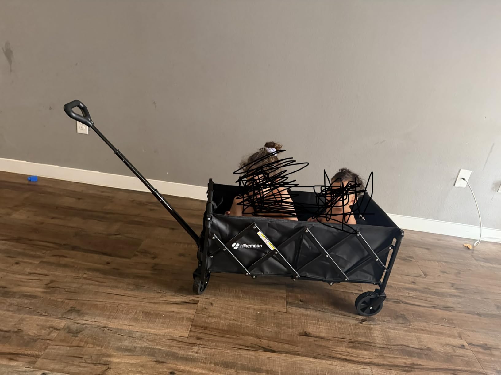 HIKEMOON 34'' Extra Long Folding Portable Wagon Cart, 120L 360LBS Black customer photo 2