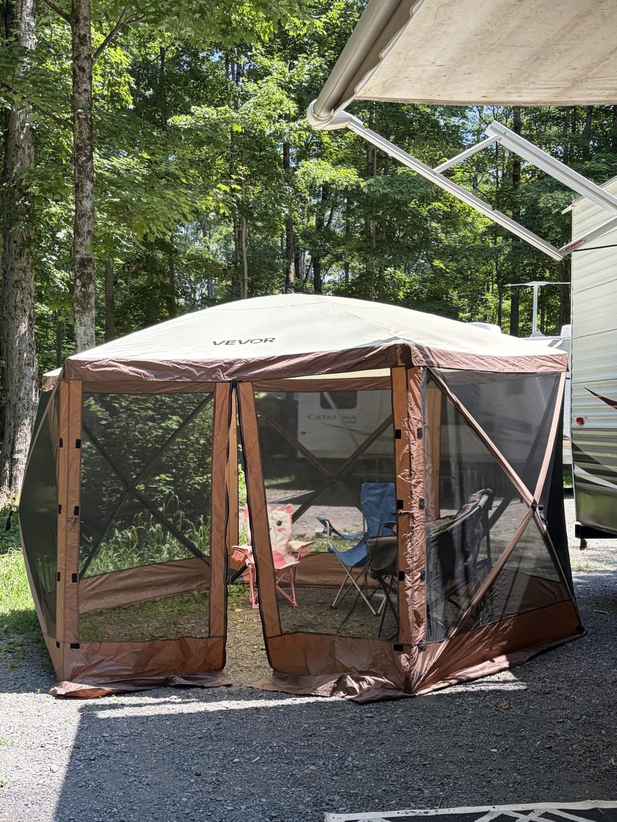 VEVOR Pop Up Gazebo Screen Tent, Pop-Up Instant Gazebo Tents with Mosquito Netting Outdoor Canopy, 6 Sided Sun Shelter 10x10ft with 6 Removable Wind Cloths & 2 Mesh Windows, Pavilion Tent for Patio customer photo 2