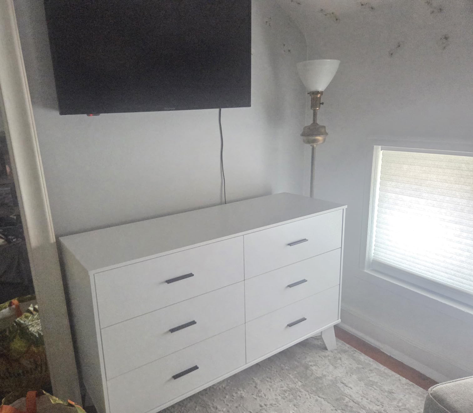 Xixini Dresser for Bedroom, 9 Drawer Wide Modern Chest of Drawers with X-Shaped Sturdy Base, Wood Double Dresser Closet Clothes Storage Organizer, Wooden TV Stand for Living Room, Hallway, White customer photo 1