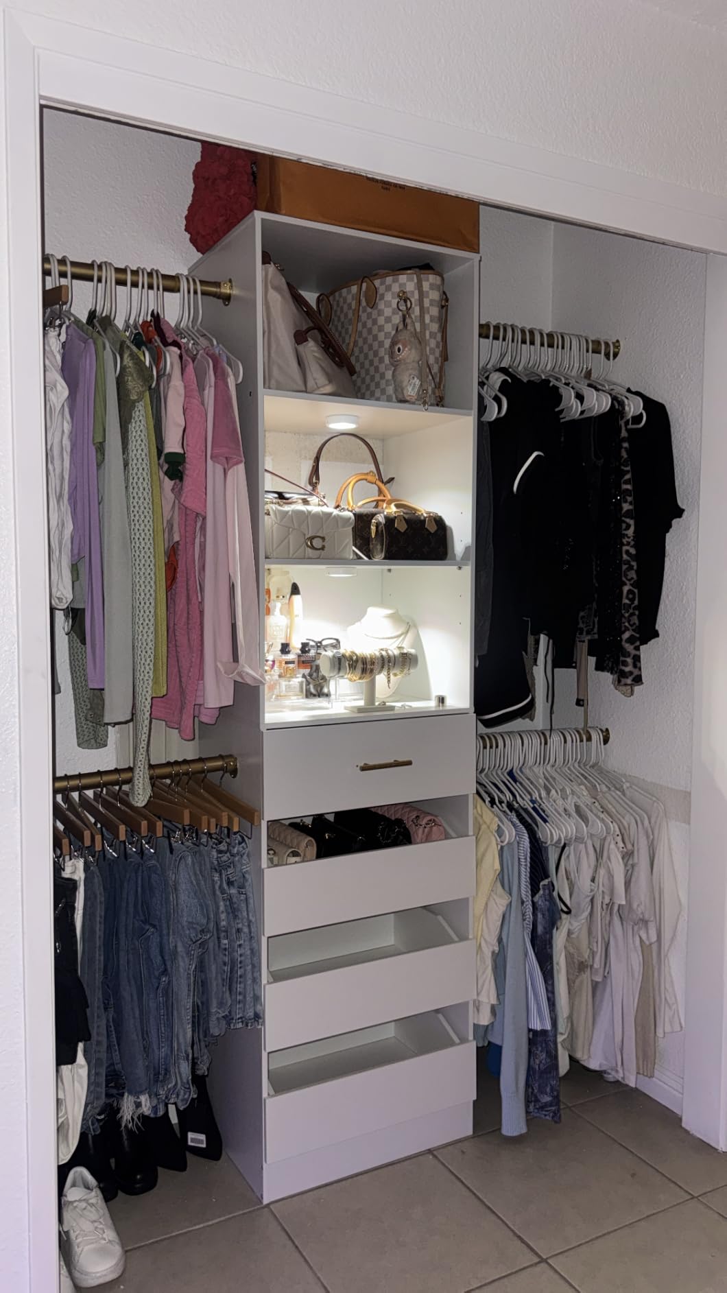 Aheaplus Closet System, 4-9Ft Closet Organizer with 4 Wooden Drawers, White customer photo 1