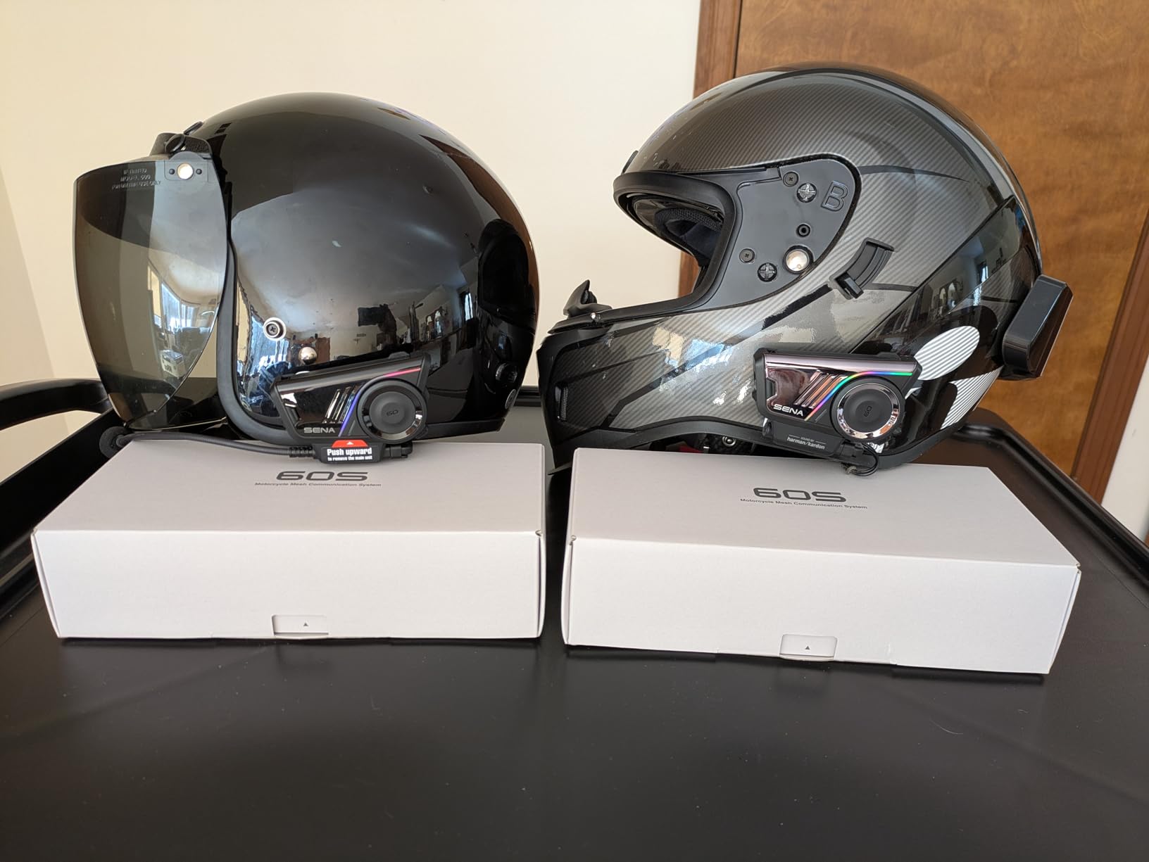 Sena 60S Motorcycle Communication Headset with Wave, Mesh 3.0, and Bluetooth Intercom, IPX7 Waterproof, 24 hr Battery, 2 km Range, 2nd Generation Sound by Harman Kardon Helmet Comms System, Dual Pack customer photo 2