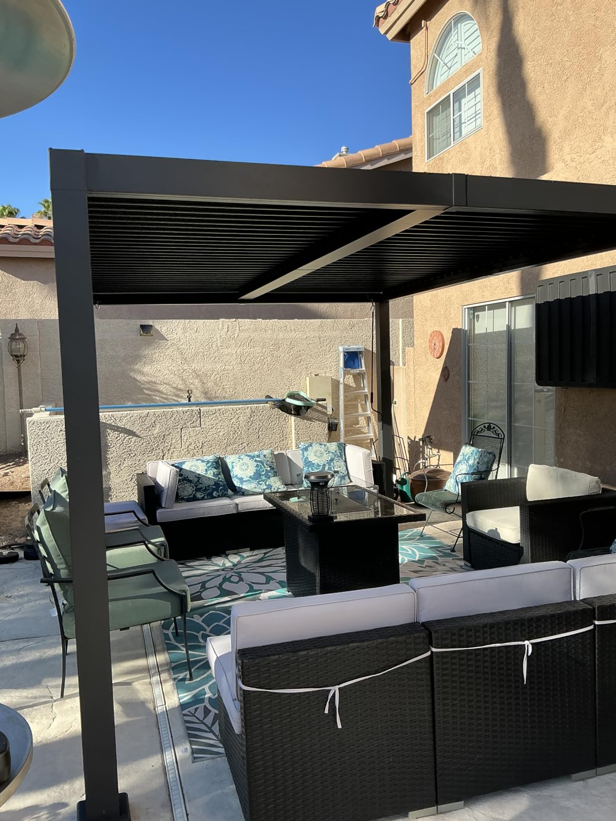 10'x 13' Patio Louvered Pergola Aluminum Deep Grey Hardtop Gazebo customer photo 2