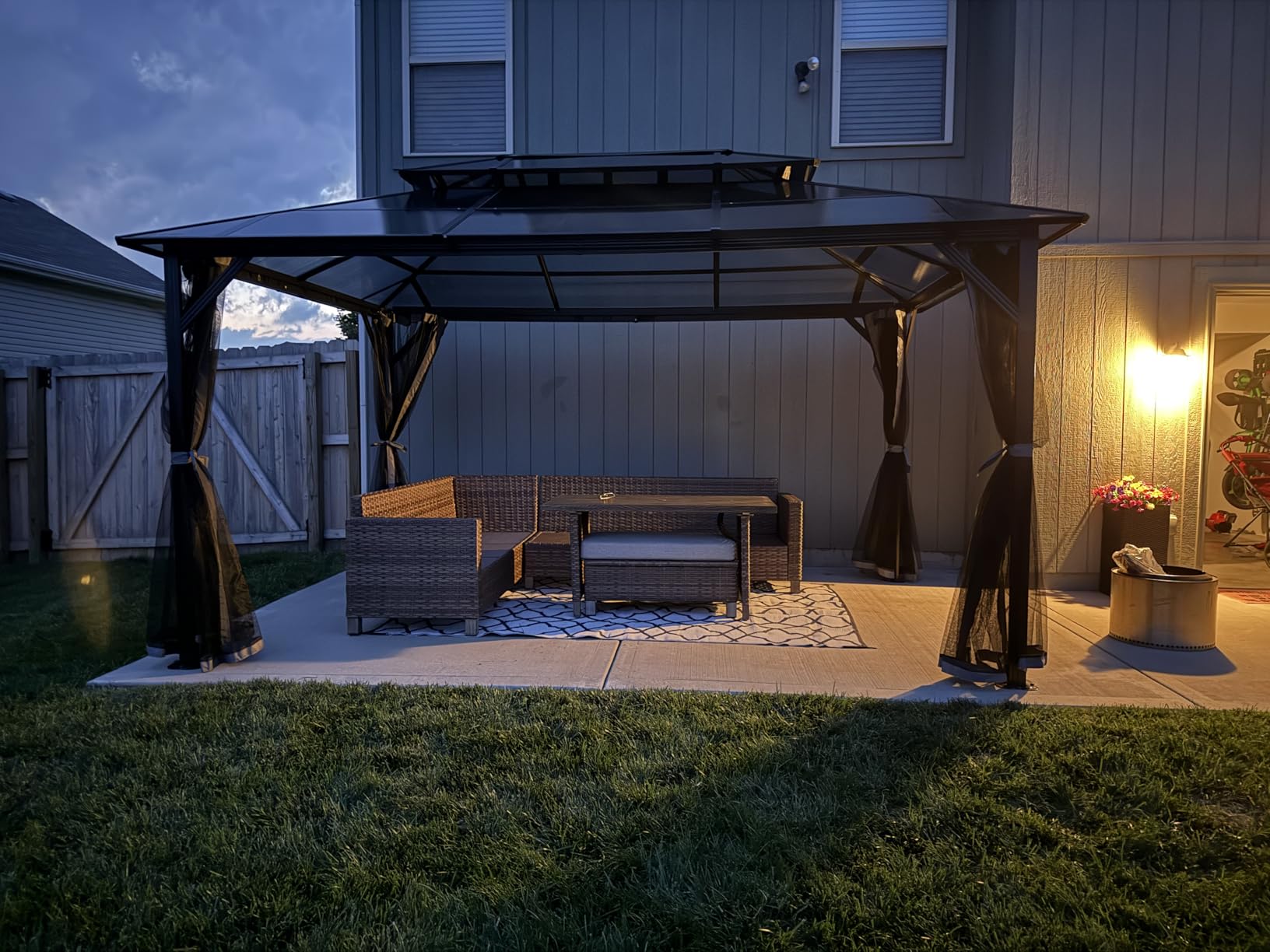 Aoxun 12'x14' Hardtop Gazebo with Polycarbonate Double Roof, Gray customer photo 1