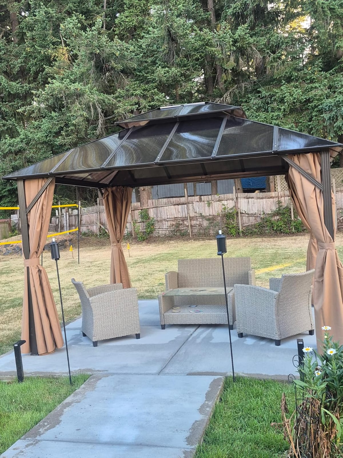 Aoxun 12'x10' Hardtop Gazebo with Polycarbonate Double Roof, Brown customer photo 1