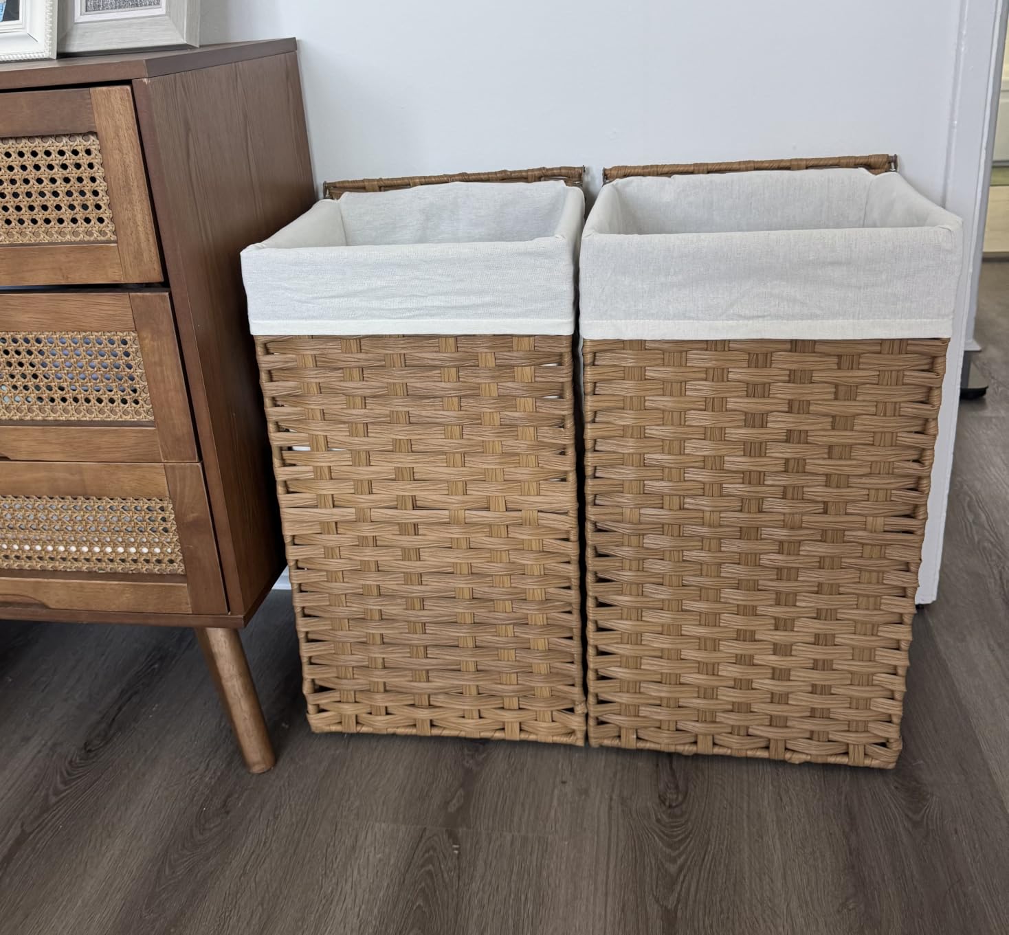 SONGMICS Laundry Hamper with Lid, 52.8 Gal (200 L) Synthetic Rattan,Foldable customer photo 1